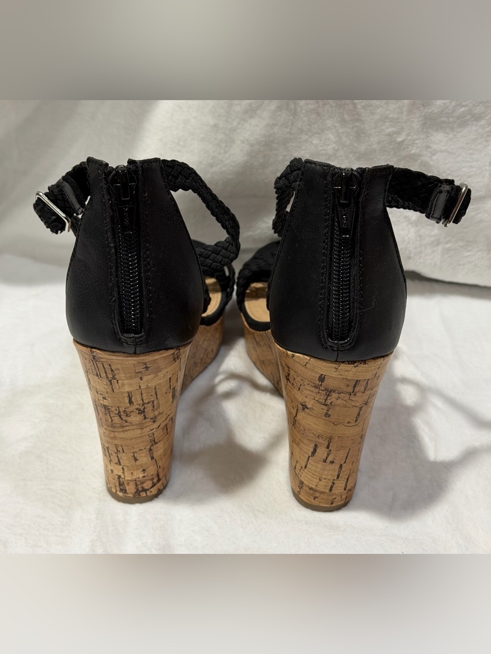 Mossimo Supply Co. Black Braided Cork Wedge Sandals - Picture 3 of 14